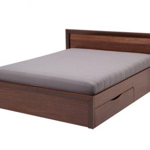 Двуспальная кровать с ящиком для белья и деревянной вставкой Paris