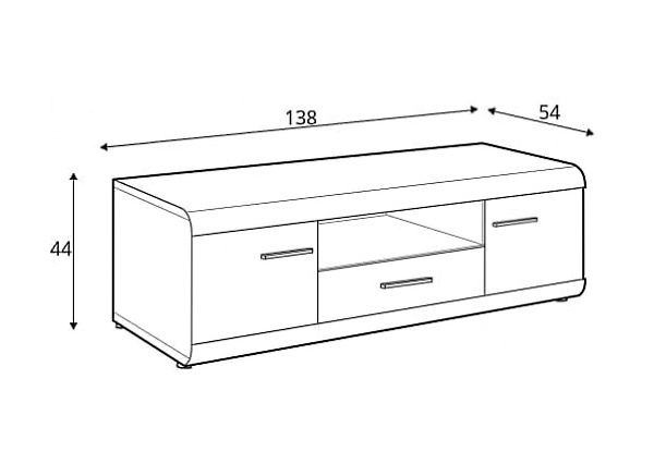 Чертеж с размерами ТВ тумбы Link B