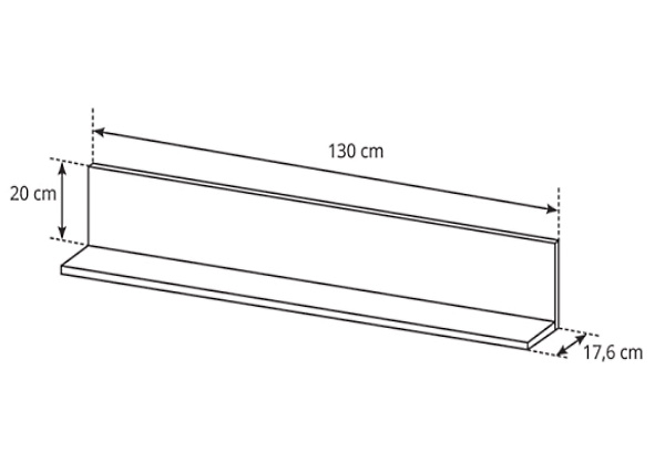 Чертеж полки с размерами от стенки Alva