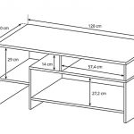 Чертеж журнального столика с размерами полок Alva
