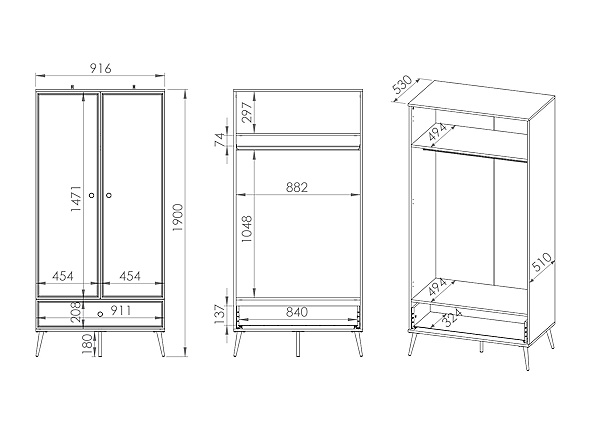 Белоснежный шкаф с двумя дверями и ящиком GOLDIN 01