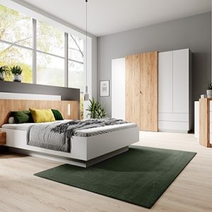 Спальня современная с парящей кроватью и тумбочками 3D